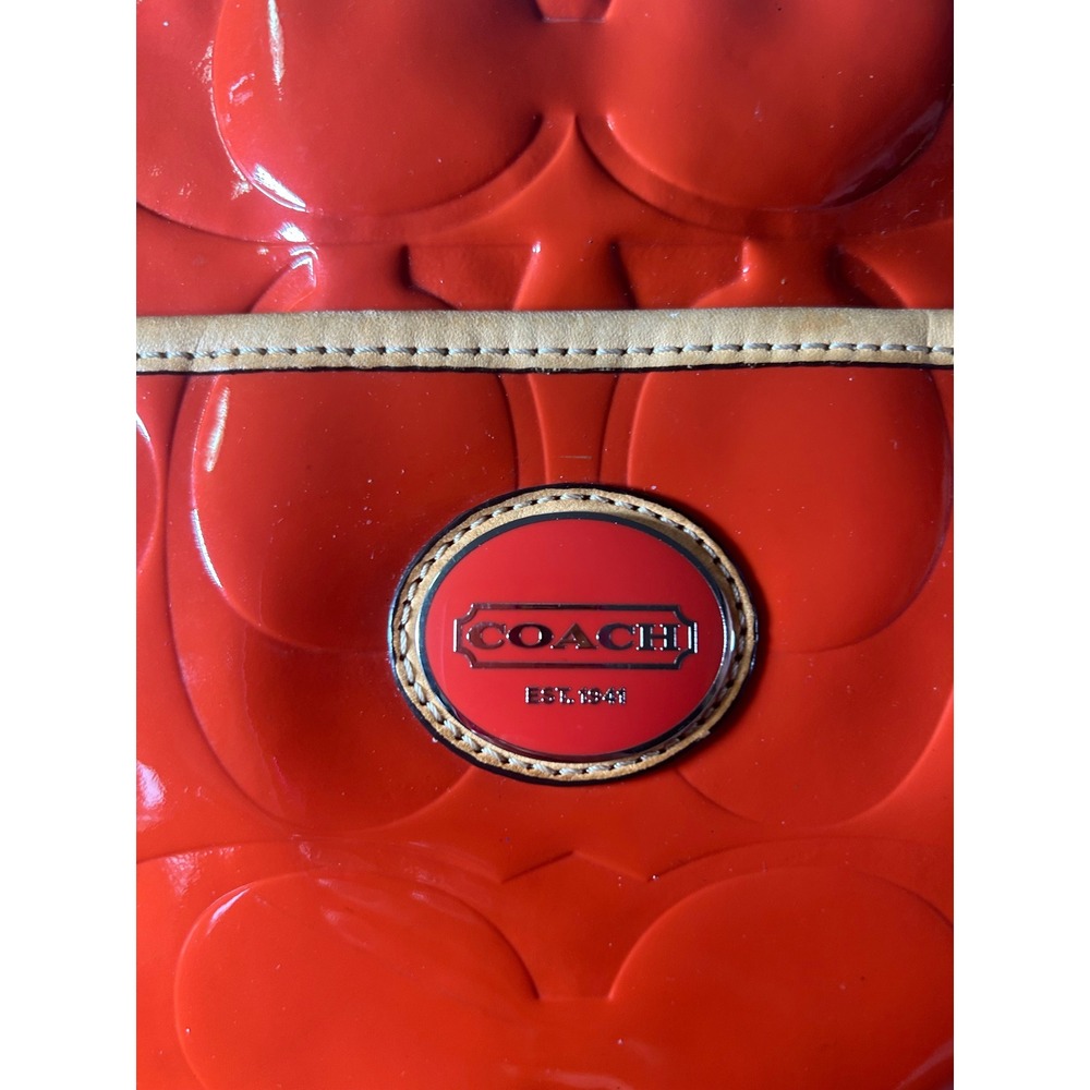 Coach Orange Patent Leather Signature C Bag #81 - Picture 3 of 12
